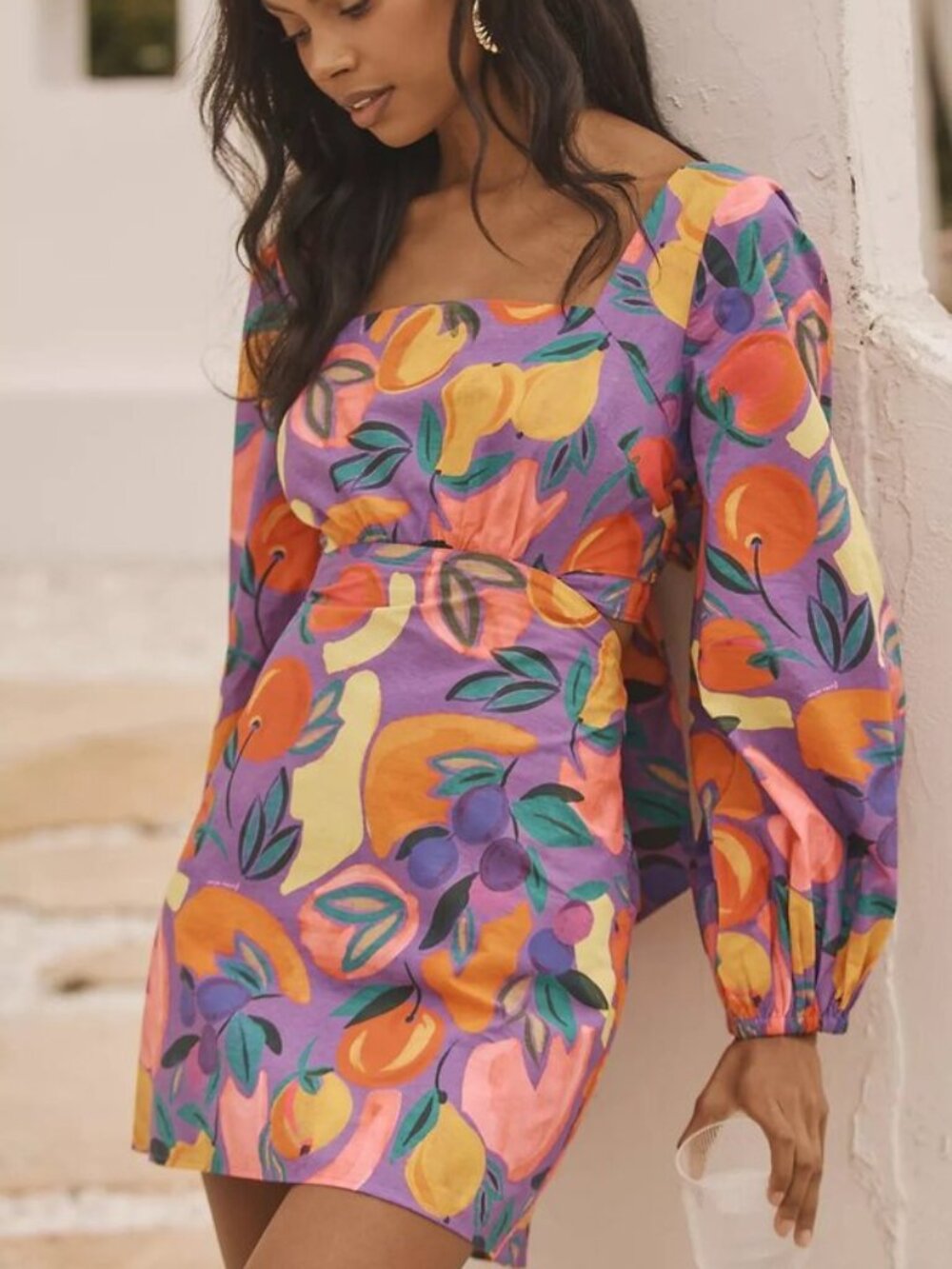 Farm Rio Long-Sleeve Poplin Mini Dress - Size Small